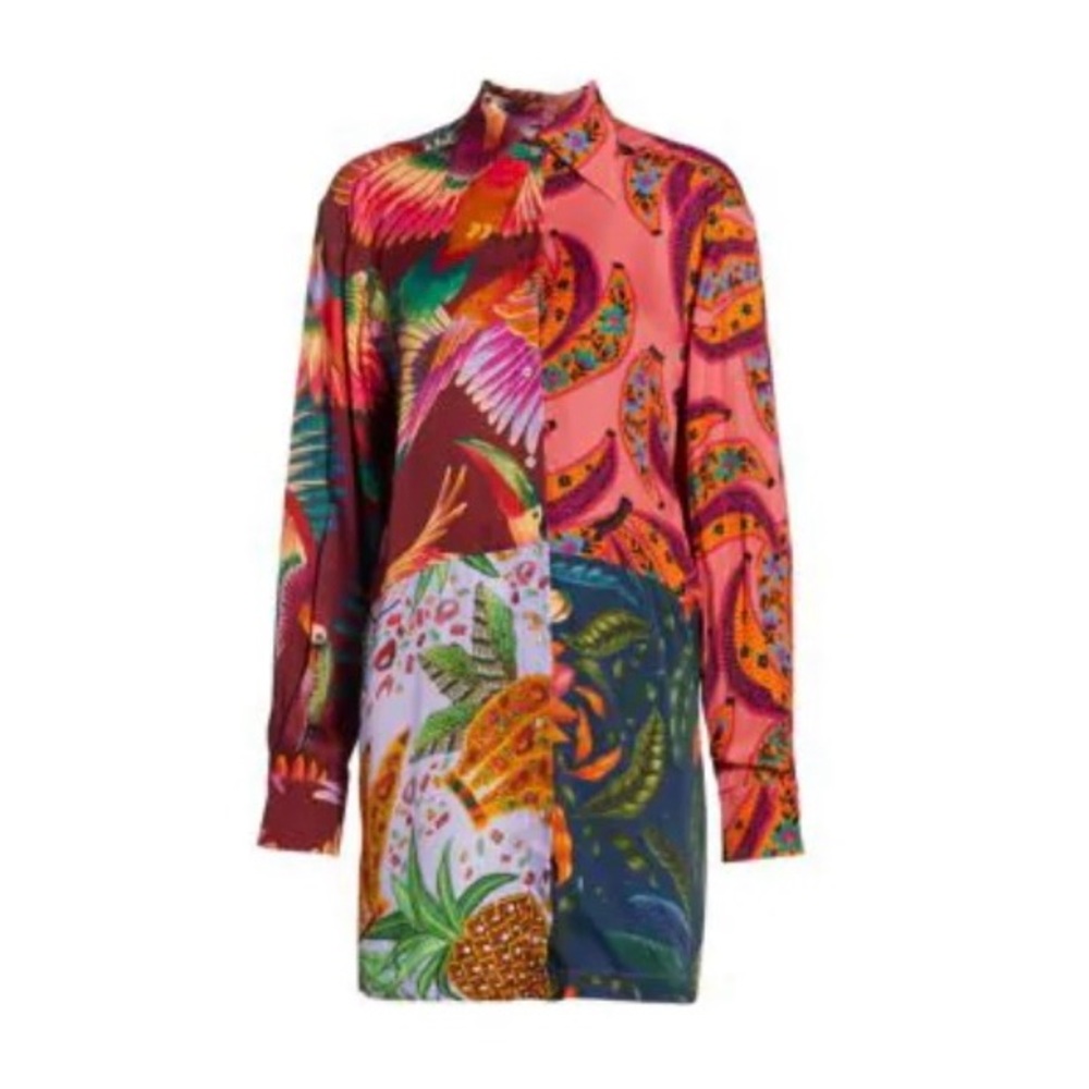 NWT FARM Rio Mix Print Shirtdress
